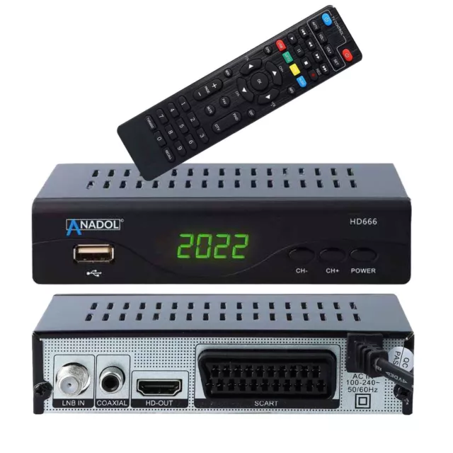 Sat Receiver digital Anadol HD 666 DVB/S PVR Timeshift HDMI Scart Astra Hotbird