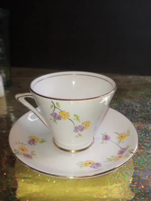 TF&S Limited Phoenix Floral and Gold Design Bone China Tea Cup & Saucer England