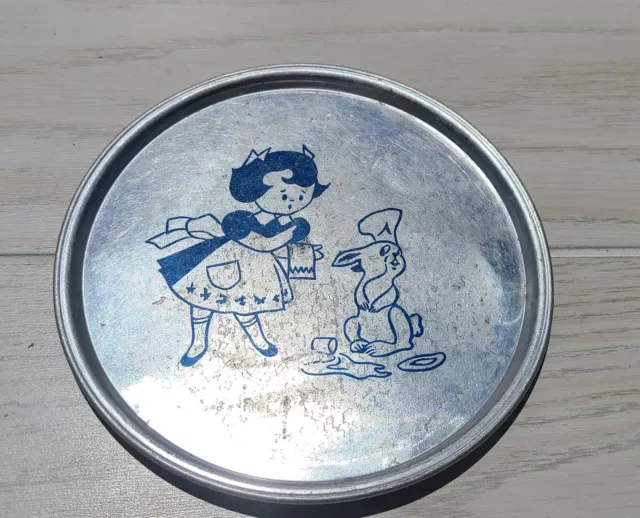 Vintage Child's Tea Set Replacement Tin Tray  Litho Little Girl And Bunny
