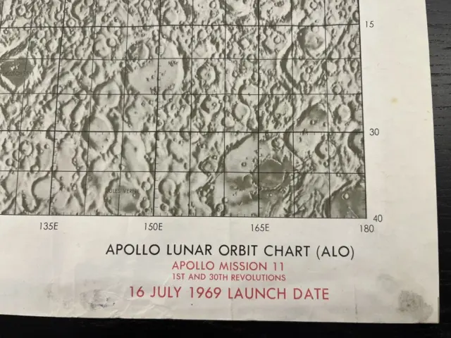 Apollo Mission 11 Lunar Orbit Chart (ALO) 16 July 1969 Launch Date - Original