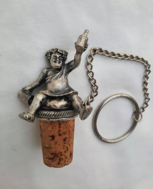 'Roman gent in Toga' Pewter Wine Bottle cork Stopper with chain