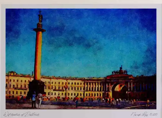 804099 Alexander Column St Petersburg Russia Limited Edition Watercolour Print