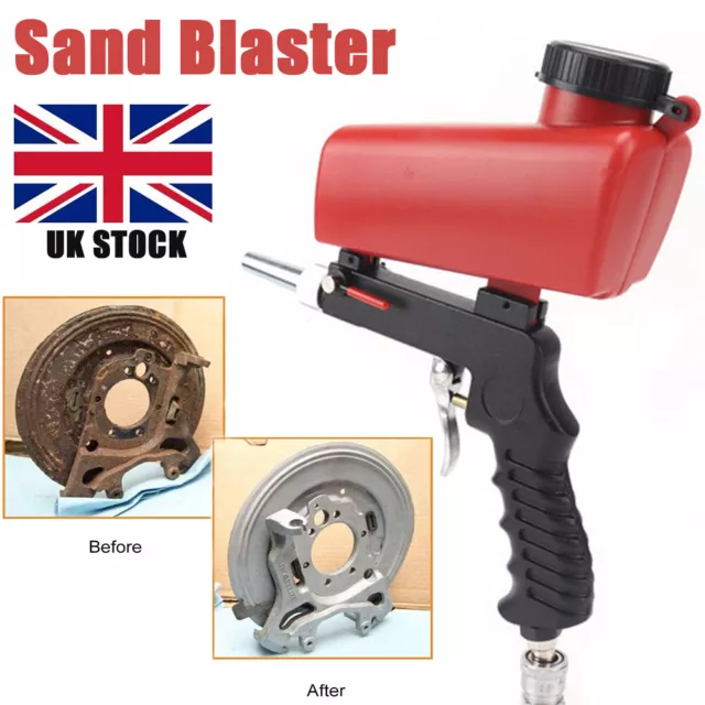 1/4" Air Sandblasting Gun Hand Held Sand Blaster Portable Shot Media Blasting UK