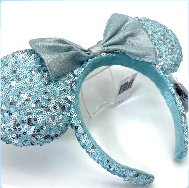 US Disney Parks Minnie Mouse Frozen Arendelle Aqua Sequin Ears Headband
