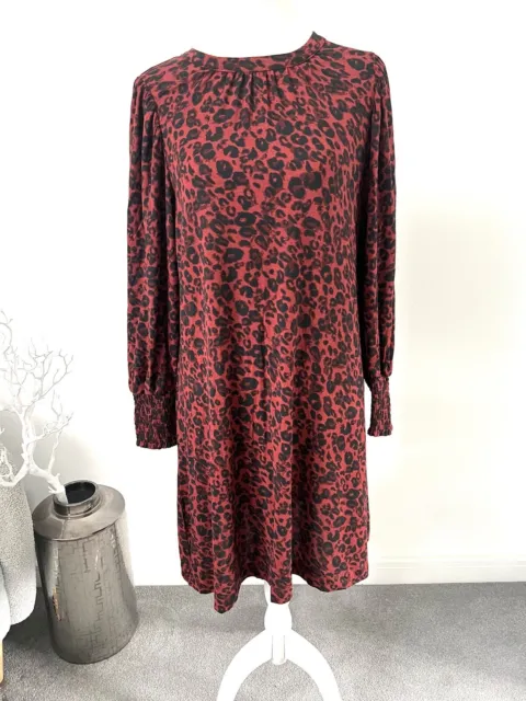 Next Red Black Long Sleeve Jersey Oversized Loose Stretch Dress Casual Winter 10