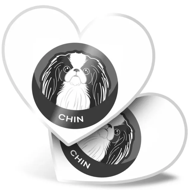 2 x Heart Stickers 15 cm - BW - Japanese Chin Cute Puppy Dog #40482