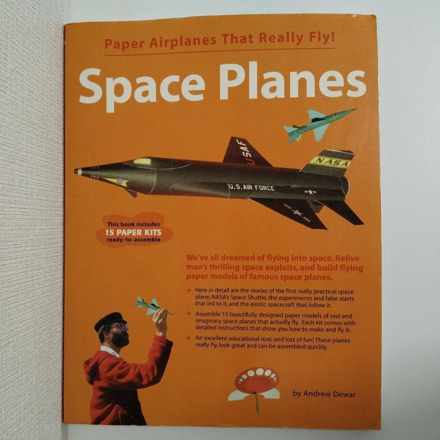 ANDREW DEWAR SPACE Planes Paper Airplanes Book 15 Kits Incl