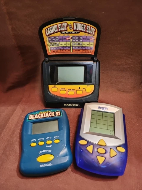 Blackjack 21 Radica Pocket Boggle Pocket & Casio Slot Machines HandHeld Game VTG