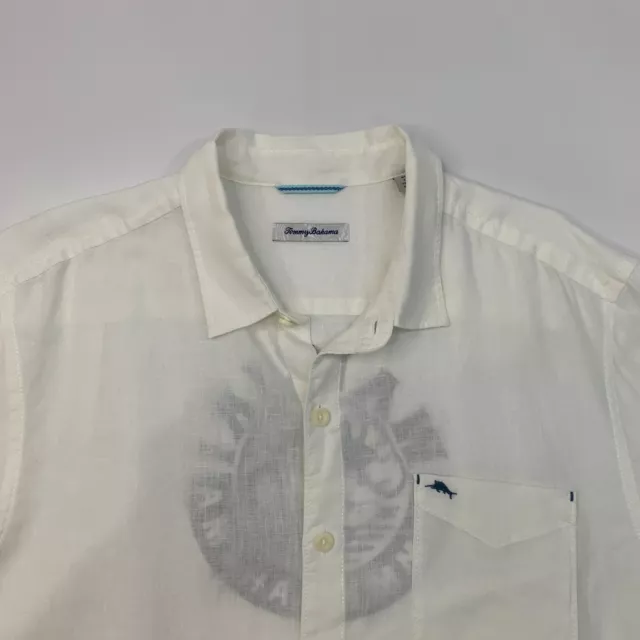 Tommy Bahama Linen Shirt Mens XL Ivory Long Sleeve Waikiki Destination Breezer 3