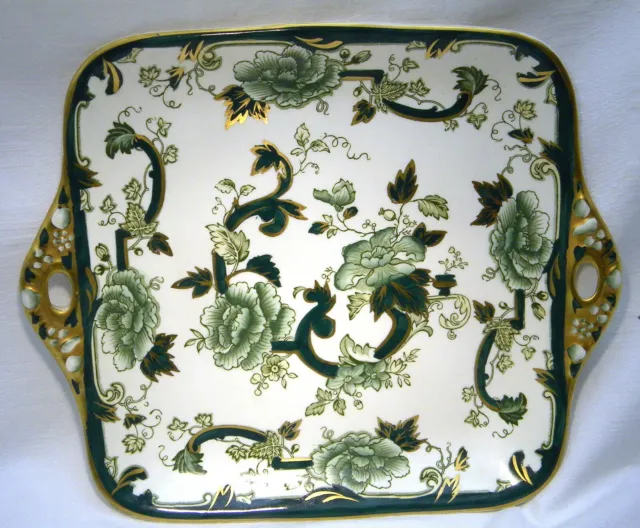 Mason's Ironstone Chartreuse Square Handled Cake Plate