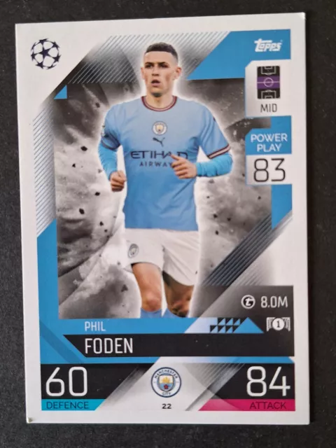 Phil Foden 22 Manchester Card Topps Champions League 2022-23 Match Attax