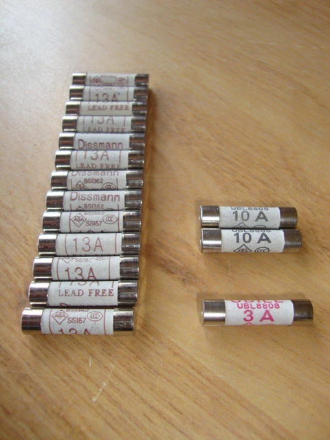 Lot Fusibles DISSMANN - 13 A - 230 V - 6,3 x 25,4 mm - BS1362