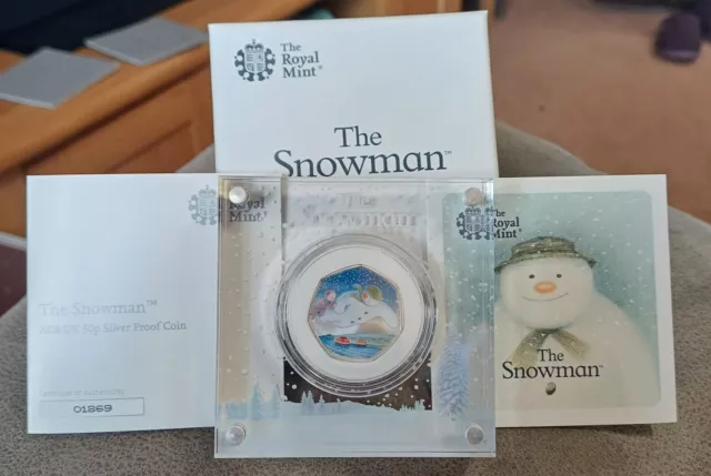 2018 Snowman 50p coin Silver Proof Royal Mint Coa Certificate