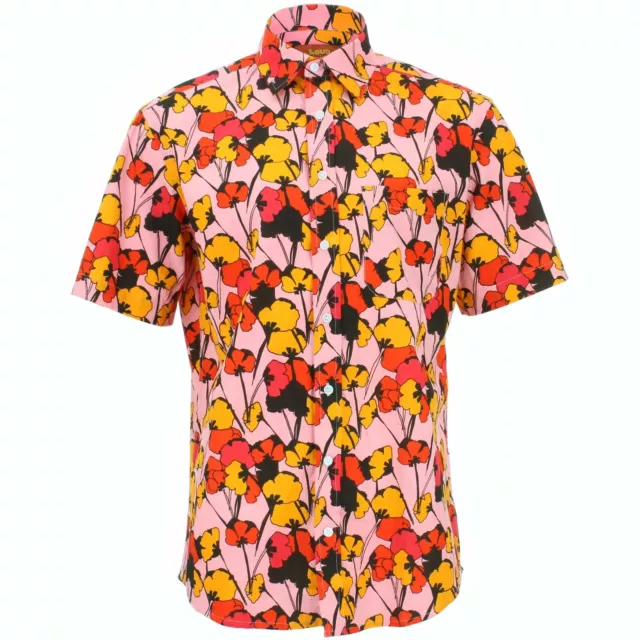 Camisa Hombre Loud Originals Corte Normal Abstracto Rosa Retro Psicodélico Lujo