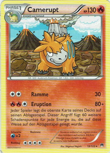 Pokemon Carte Jeu XY Fièvre de Turbo Numéro 13/122 Camerupt Allemand