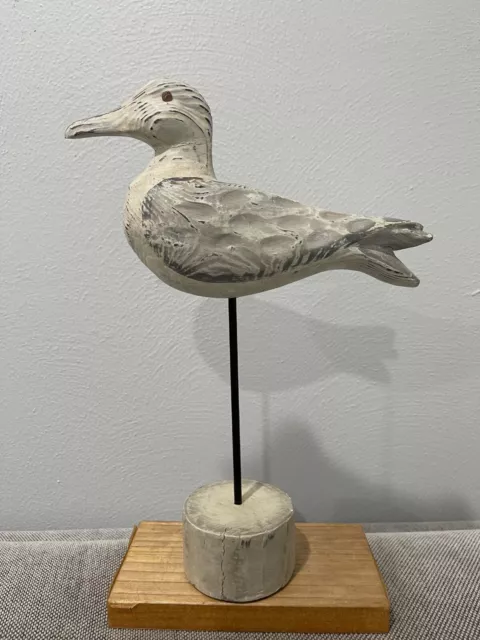 Carved Wood Painted Shorebird Possibly Seagull Bird Sculpture Statue Figurine