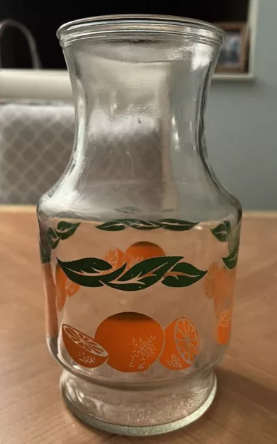 Dining, Vintage Glass Orange Juice Carafe Pitcher Retro 1 Quart 7