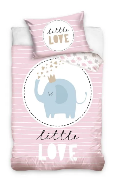Kleiner Elefant Baby-Bettwäsche-Set 100x135 40x60 Mädchen Wendebettwäsche rosa