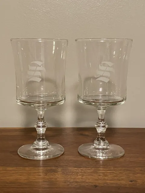 Monogrammed “S” Wine Glass Goblets 10 oz Set Of 2