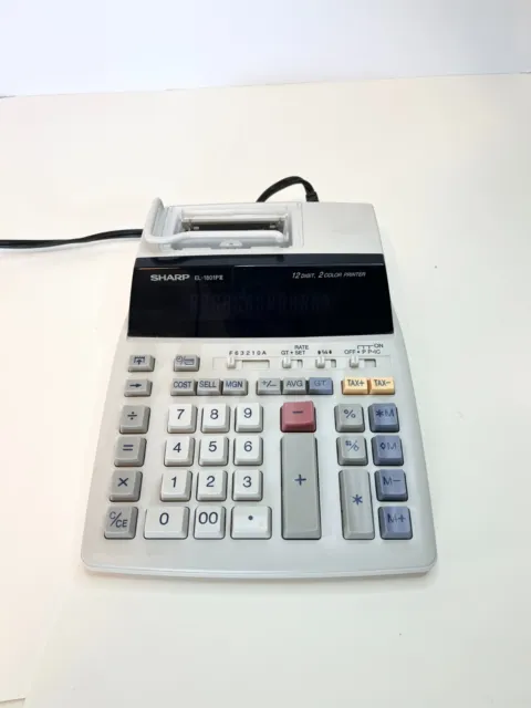 SHARP EL-1801PIII 12 Digit 2 Color Printing Calculator Adding Machine TESTED