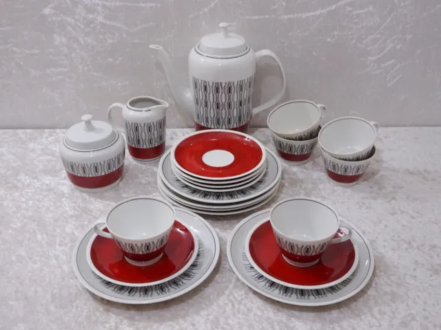 21 pezzi raccolta servizio caffè in porcellana lettone design DDR - vintage del 1950/60