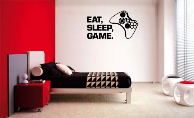 Eat Sleep Game Vinyl Wall Decal Lettering Decor Sticker Gamer Game Room Gamer