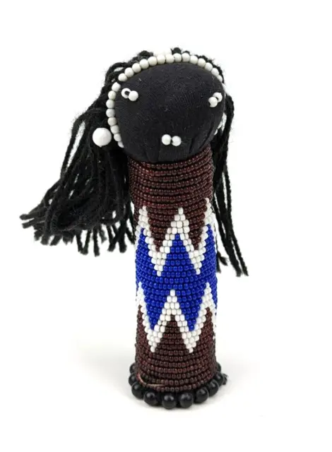 Vintage Traditional Zulu Tribe Sangoma Bead Doll 4.5" Handmade South Africa #B2