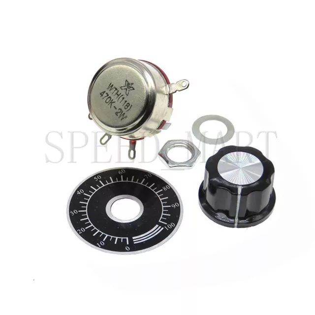 1 set WTH118-1A 2W 470K Ohm Rotary Potentiometer and MF-A03 Bakelite Knob