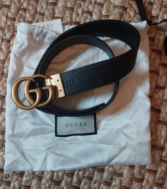 Gucci GG Large Logo Leather Belt Small With Dust Bag