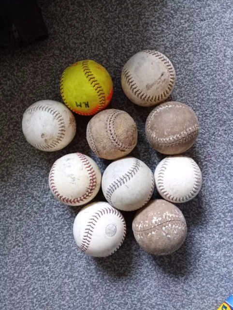 Lot Of 10 Softballs/Baseballs Inc Rawlings & Wilson
