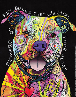 Beware of Pit Bulls Steal Your Heart by Dean Russo Art Print Poster Dog 11x14