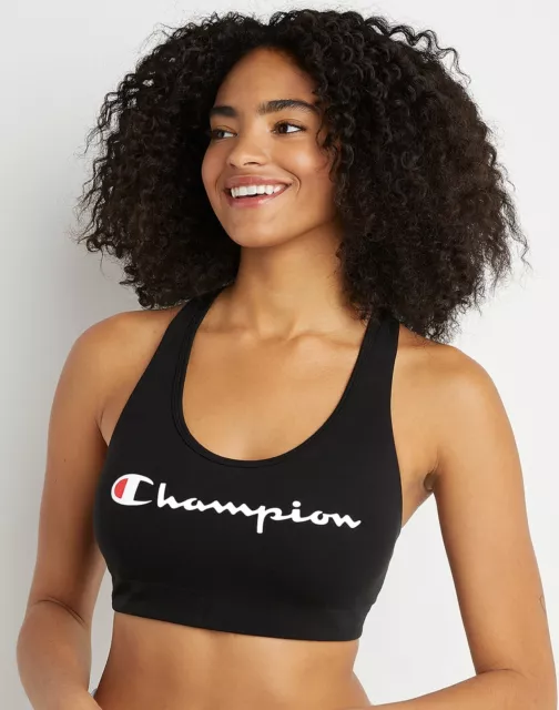 Champion Sports Bra The Authentic Script Logo Women's Moderate Support Wicking