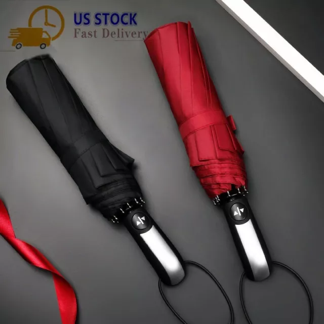 Automatic Black Umbrella Anti-UV Sun/Rain Windproof 3 Folding Compact Umbrella