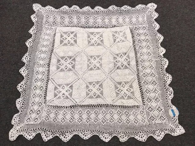 42x42" Beige 100% Cotton Handmade Fine Crochet Lace Tablecloth Topper