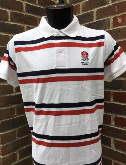 England Rugby Polo Shirt Official RFU White T-Shirt Tee Top Men's Size Small NEW