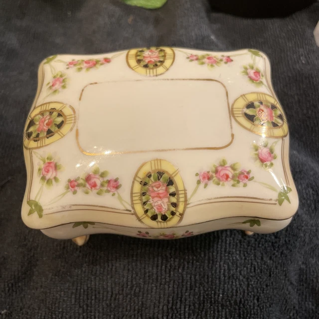 Antique Japanese Hand Painted Nippon Porcelain Trinket Box