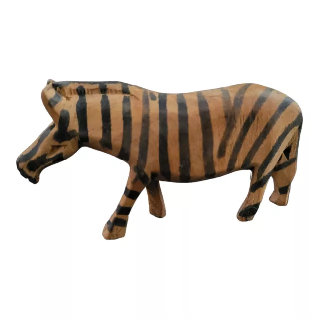 Vintage Hand Carved Wooden Zebra Wildlife Safari