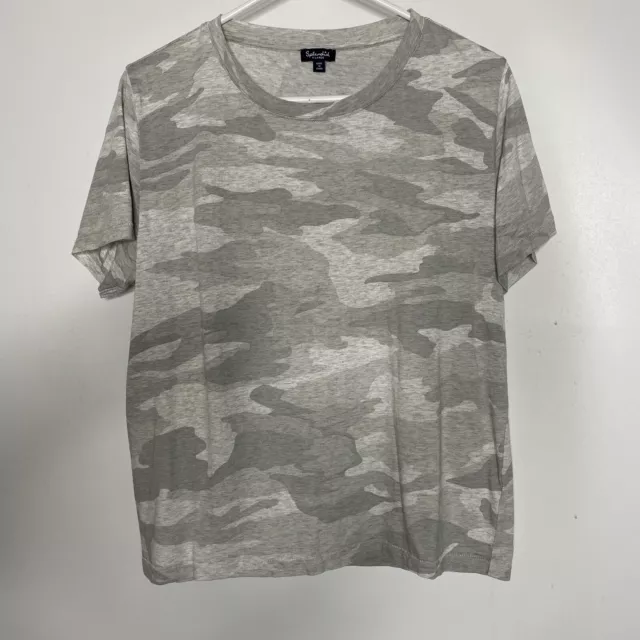 Splendid XL Gray Camo T Shirt Short Sleeve Casual Stretch