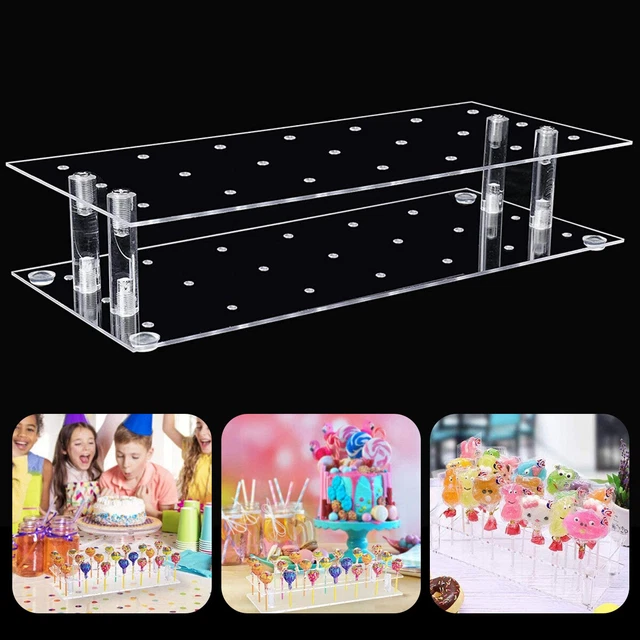 Clear Heart-Shaped Acrylic Cake Pop Stand - Holds 24 Lollipops For Party Display