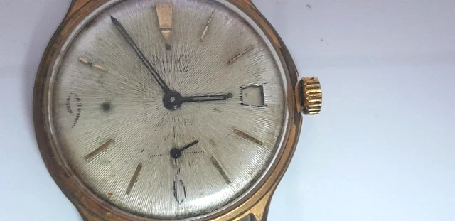 Montre Mécanique SARCAR GENÈVE Vintage - Swiss Made - Boîtier Doré 28 Mm - Bracelet Cuir Noir - Occasion