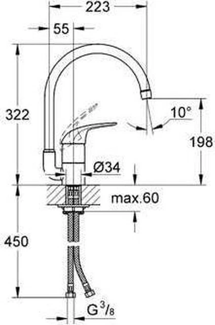 GROHE Euroeco Keukenkraan - Hoge Uitloop - Chroom