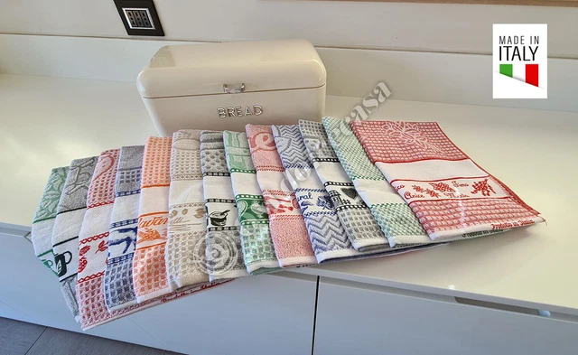 Canovacci Da Cucina Con Tela Aida Per Ricamo - 6 Pezzi 50x70 Cm, 100% Cotone, Disegno Chef