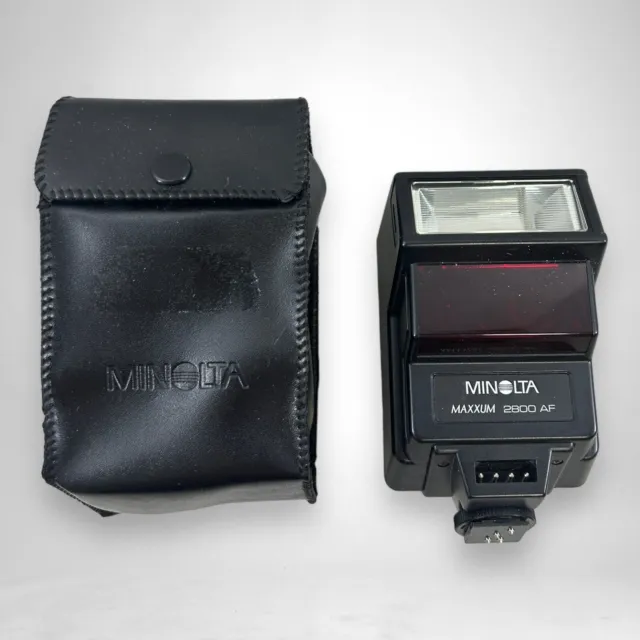 Vintage Minolta Maxxum 2800AF Shoe Mount Flash w/ Case for Konica Minolta Camera