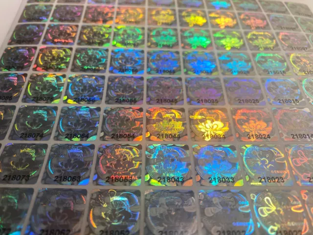 100 Square Serial Number Hologram Security Labels Stickers Seals