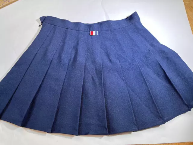 Womens THOM BROWNE PLEATED SKIRT Dark Blue SCHOOL GIRL Italian Size 38