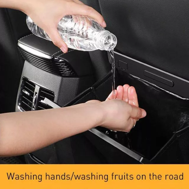 Car Back Seat Organizer Bag Leather Trash Can Waterproof Auto Garbage Bin