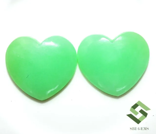 17x15 mm Natural Chrysoprase Heart Shape Cabochon Pair 16.17 CTS Loose Gemstones