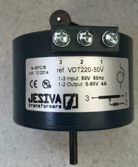 Variateur Transformateur Tension 0/50 V 4 A 50 Hz VDT220 88 MM Jesiva En Spain