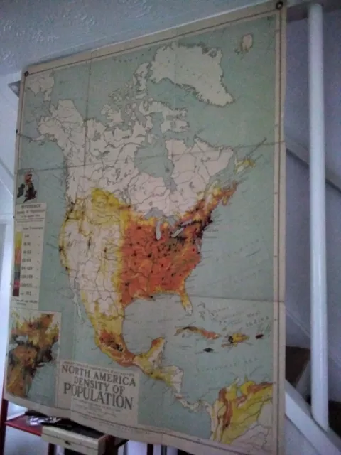 Original Vintage School Map (1920s ) - North America -  Interior Wall Display