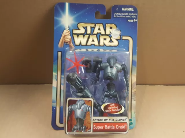 2002 Hasbro Star Wars Attack of the Clones Super Battle Droid Figure New Sealed